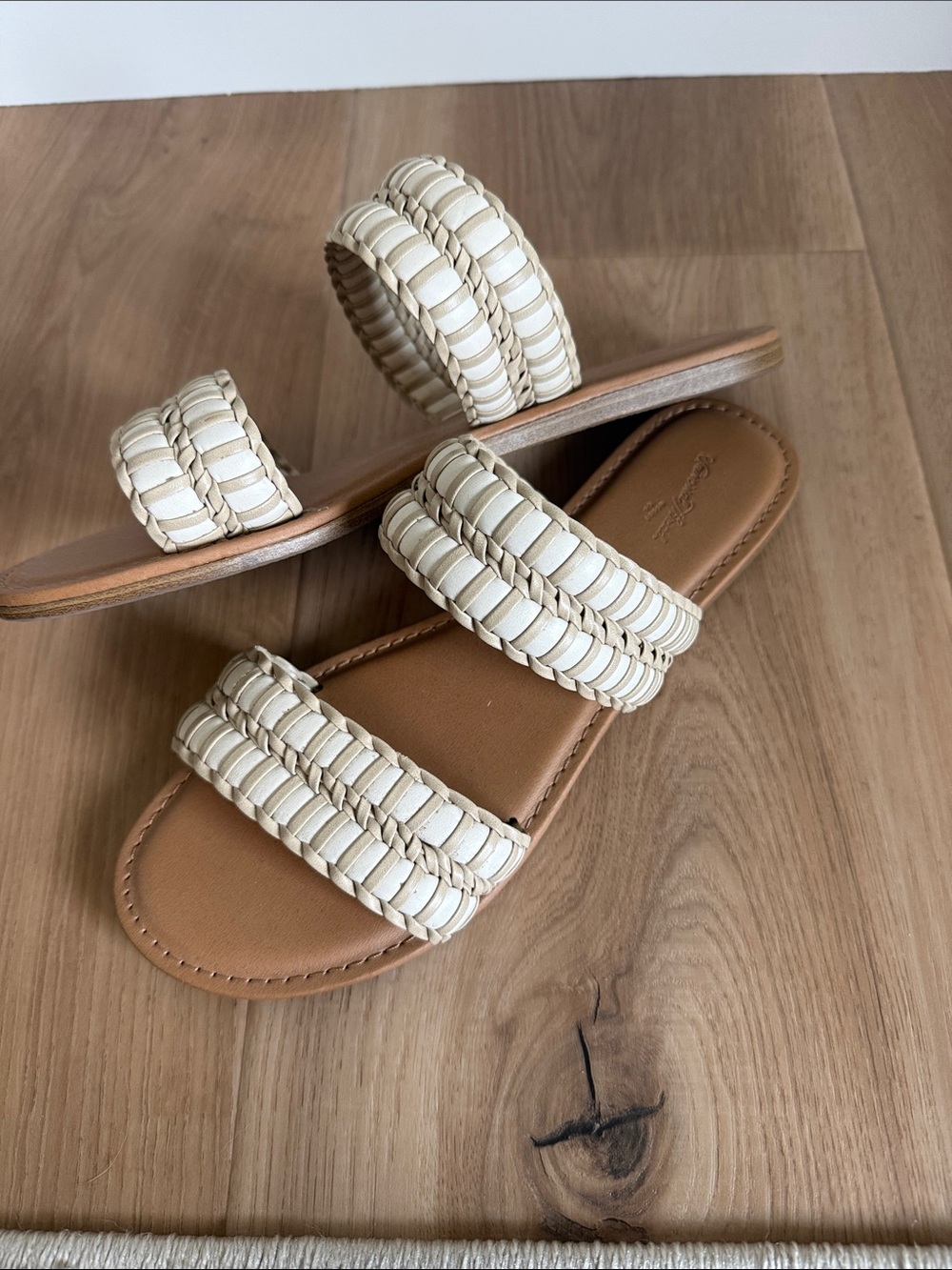Universal Thread Cream Woven Double-Strap Slide Sandals